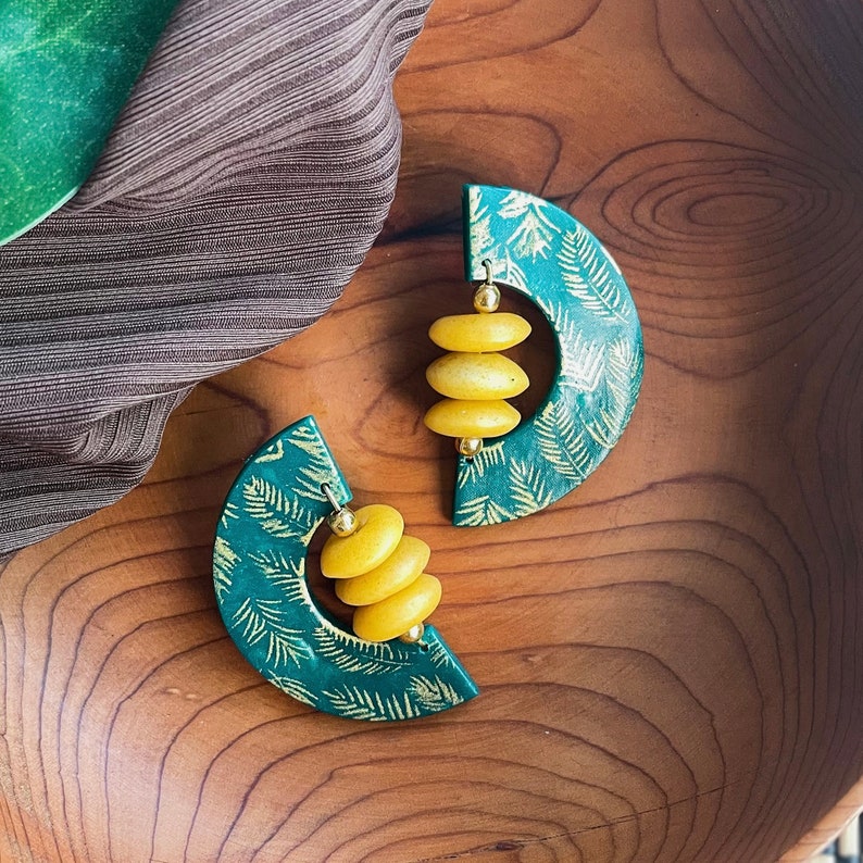 Nana Studs Handmade Earrings African Inspired Statement Earrings Polymer Clay Earrings African beads Nickel-free Hypoallergenic post Green