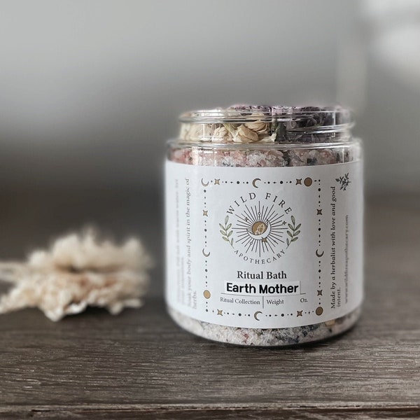 EARTH MOTHER Ritual Bath Salt, Dried florals and herbs, Natural salt soak, Bergamot + Lily