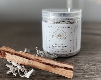 SMUDGE Ritual Bath Salt Soak | Crystal Infused | Sage + Palo Santo