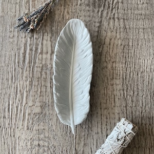 Cement Feather Smudge Dish for Palo Santo, Sage Stick, Incense