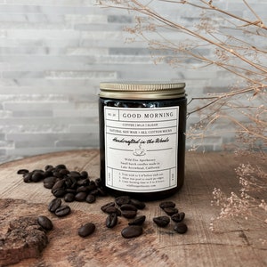 GOOD MORNING Coffee Candle, Fresh Brewed Home Scent, Natural Soy Wax, Handmade Candle, Warm Winter Smell, Coffee, Cream, Sugar image 2