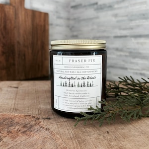 Vela FRASER FIR, aroma amaderado para el hogar durante las fiestas, vela de soja natural, aroma a pino navideño, hoja perenne, cedro, abeto