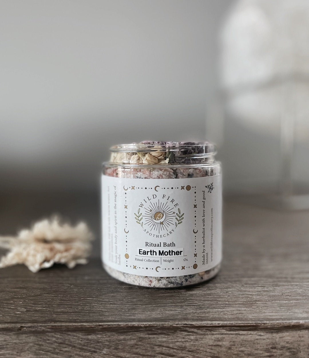 EARTH MOTHER Ritual Bath Salt, Dried Florals and Herbs, Natural Salt ...