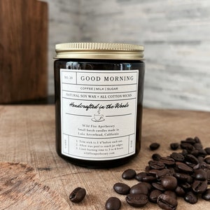 GOOD MORNING Coffee Candle, Fresh Brewed Home Scent, Natural Soy Wax, Handmade Candle, Warm Winter Smell, Coffee, Cream, Sugar image 4