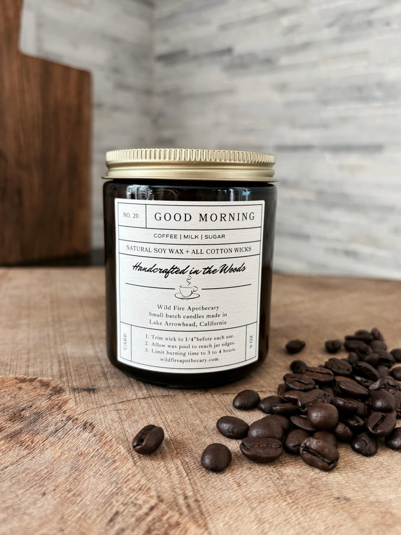 GOOD MORNING Coffee Candle, Fresh Brewed Home Scent, Natural Soy Wax, Handmade Candle, Warm Winter Smell, Coffee, Cream, Sugar image 4