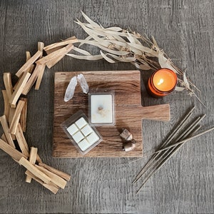 PALO SANTO Wax Melts | Soy Wax Tarts | Crystal Infused |  | Citrine | Holy Wood, Orange, Birch, Cedar