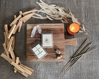 PALO SANTO Wax Melts | Soy Wax Tarts | Crystal Infused |  | Citrine | Holy Wood, Orange, Birch, Cedar