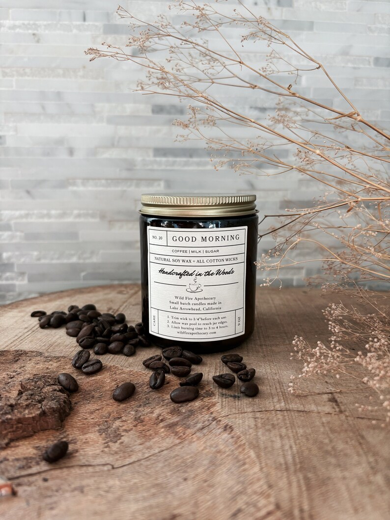 GOOD MORNING Coffee Candle, Fresh Brewed Home Scent, Natural Soy Wax, Handmade Candle, Warm Winter Smell, Coffee, Cream, Sugar image 2