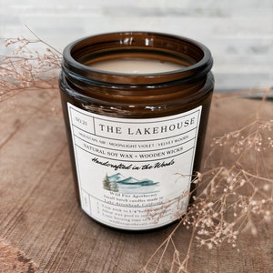 THE LAKE HOUSE Bougie à la cire de soja, parfum d'intérieur de luxe avec jasmin nocturne, bois de santal et cardamome douce, parfum haut de gamme toute l'année image 4