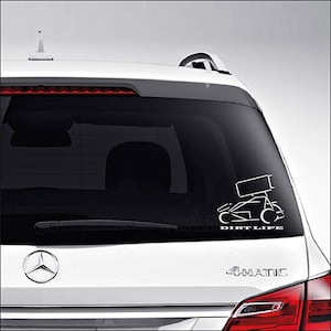 May include: White vinyl decal of a dirt track race car with the text "Dirt Life" on a white car.
