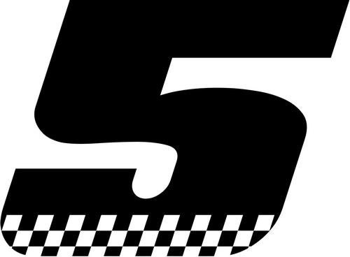 Racing Race Number 5 Five 1 - Die Cut Vinyl Decal Sticker for Go Kart ...