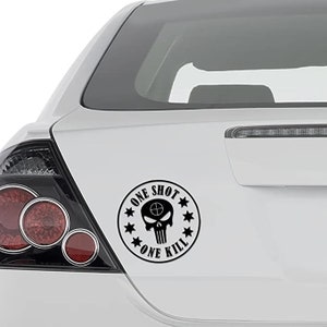 One Shot One Kill Skull Vinyl Decal Sticker - Wall Decor Motorcycle Car Truck Windows Bumper