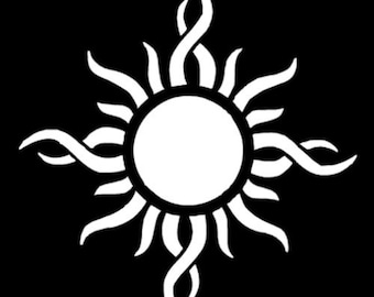 Made in USA - Tribal Sun decal symbol art beach island ocean nature sunshine love godsmack iphone ipad case phone car truck window heartbeat