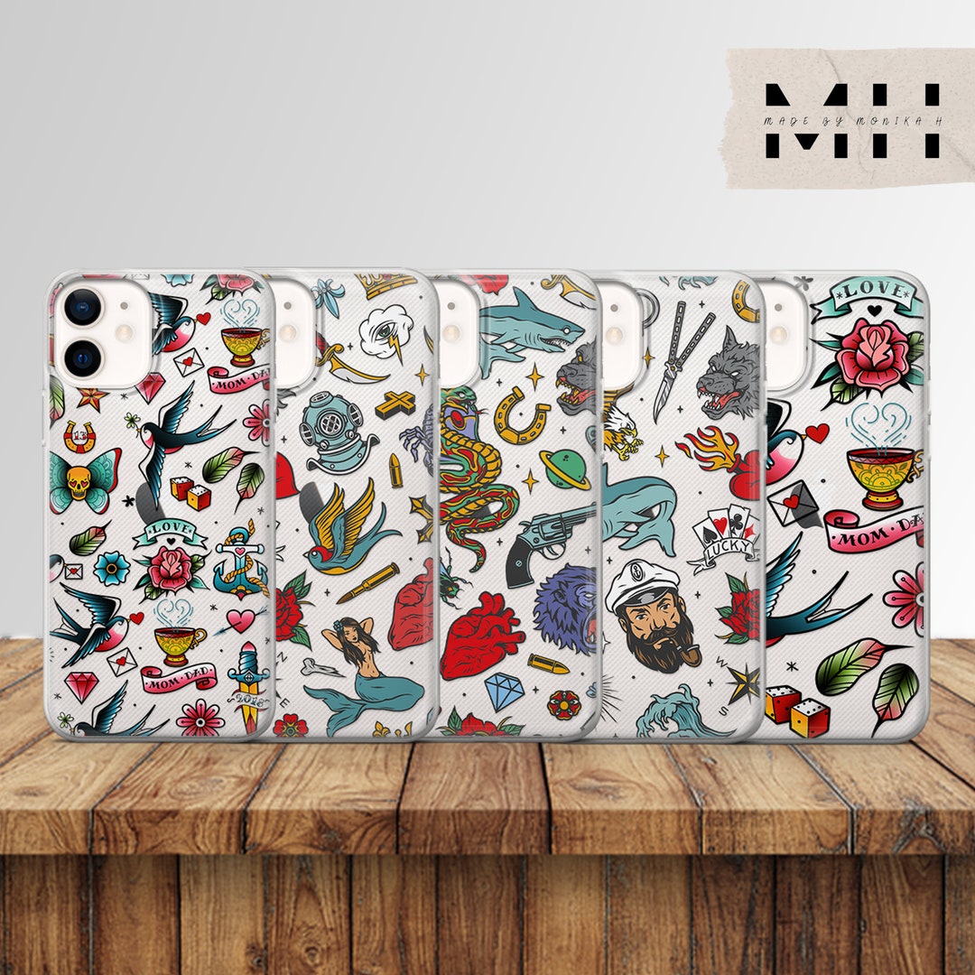 Tattoo Old School Phone Case for iPhone 15, 14, 13, 12, 11, Samsung