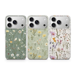 Funda para teléfono con diseño de flores silvestres para iPhone 17Pro, 16E, 15, 14, 13, Samsung S25, S24Fe, S23, A56, A15, Pixel 10Pro XL, 9A, 8A, 8Pro, 7A, 6A