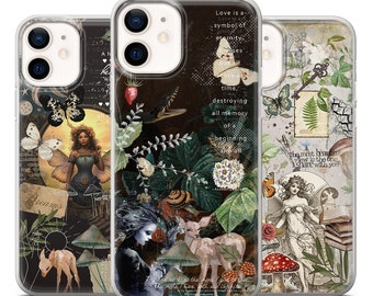 Funda de teléfono con diseño de álbum de recortes Cottagecore para iPhone 17Pro, 16E, 15, 14, 13, Samsung S25, S24Fe, S23, A56, A15, Pixel 10Pro XL, 9A, 8A, 8Pro, 7A, 6A