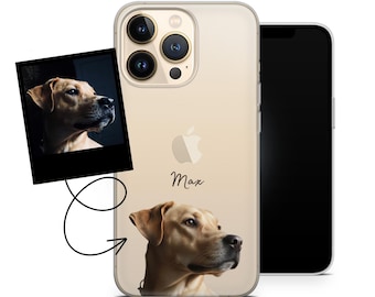 Funda personalizada con retrato de mascota para iPhone 17Pro, 16E, 15, 14, 13, Samsung S25, S24Fe, S23, A56, A15, Pixel 10Pro XL, 9A, 8A, 8Pro, 7A, 6A