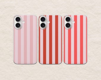 Funda retro de rayas rosas para iPhone 17 Pro, 16E, 15, 14, 13; Samsung S25, S24Fe, S23, A56, A15; Pixel 10 Pro XL, 9A, 8A, 8 Pro, 7A, 6A.