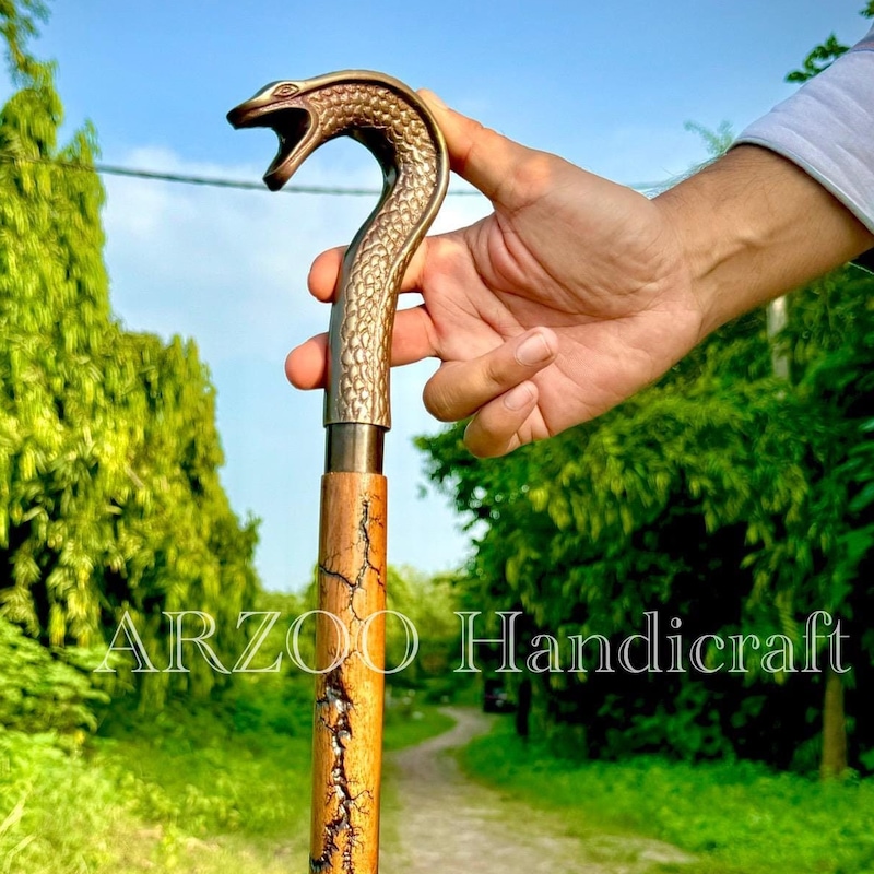 Impugnatura In Ottone Per Bastone Da Passeggio In Legno – Stile Vittoriano – Fatto A Mano – India - Foto 4