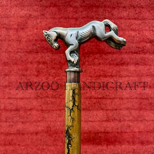 Brass Handle Walking Cane, Antique Patina Finish Horse Stylish Walking Stick, Wooden Walking Cane For Men, Mobility Aid Cane, Christmas Gift