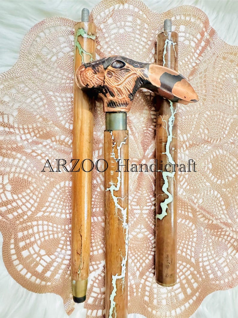 Brass Rabbit Handle Walking Cane: Antique Finish Wooden Stick - Etsy