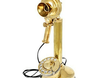 Details about   SOLID BRASS FULL FUNCTIONAL CANDLESTICK ROTARY DIAL RJ11 LANDLINE TELEPHONE 