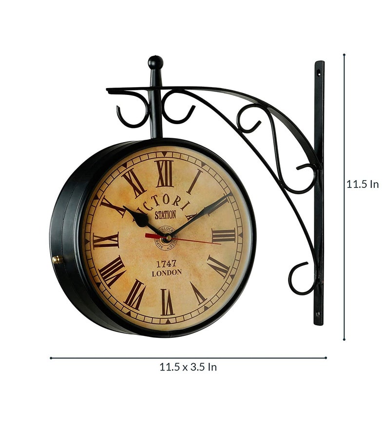 Victoria Station Clock, Wall Mounted Station Clock Black Antique