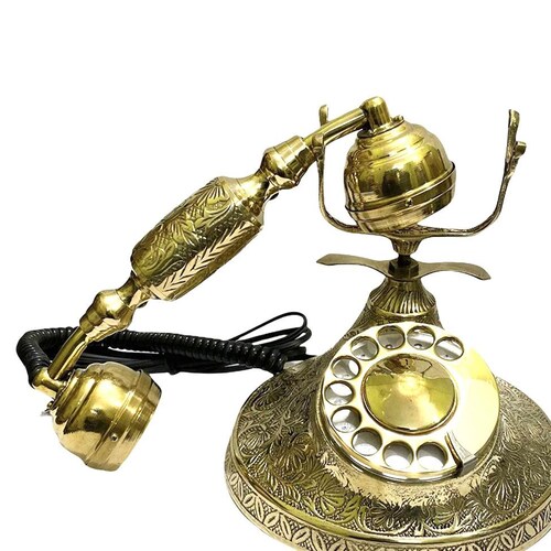 Brass Finish Nautical Maharaja Style Telephone Vintage shops Brass Landline Telephone, Brass Round Telephone Rotary dial Full Working Telephone