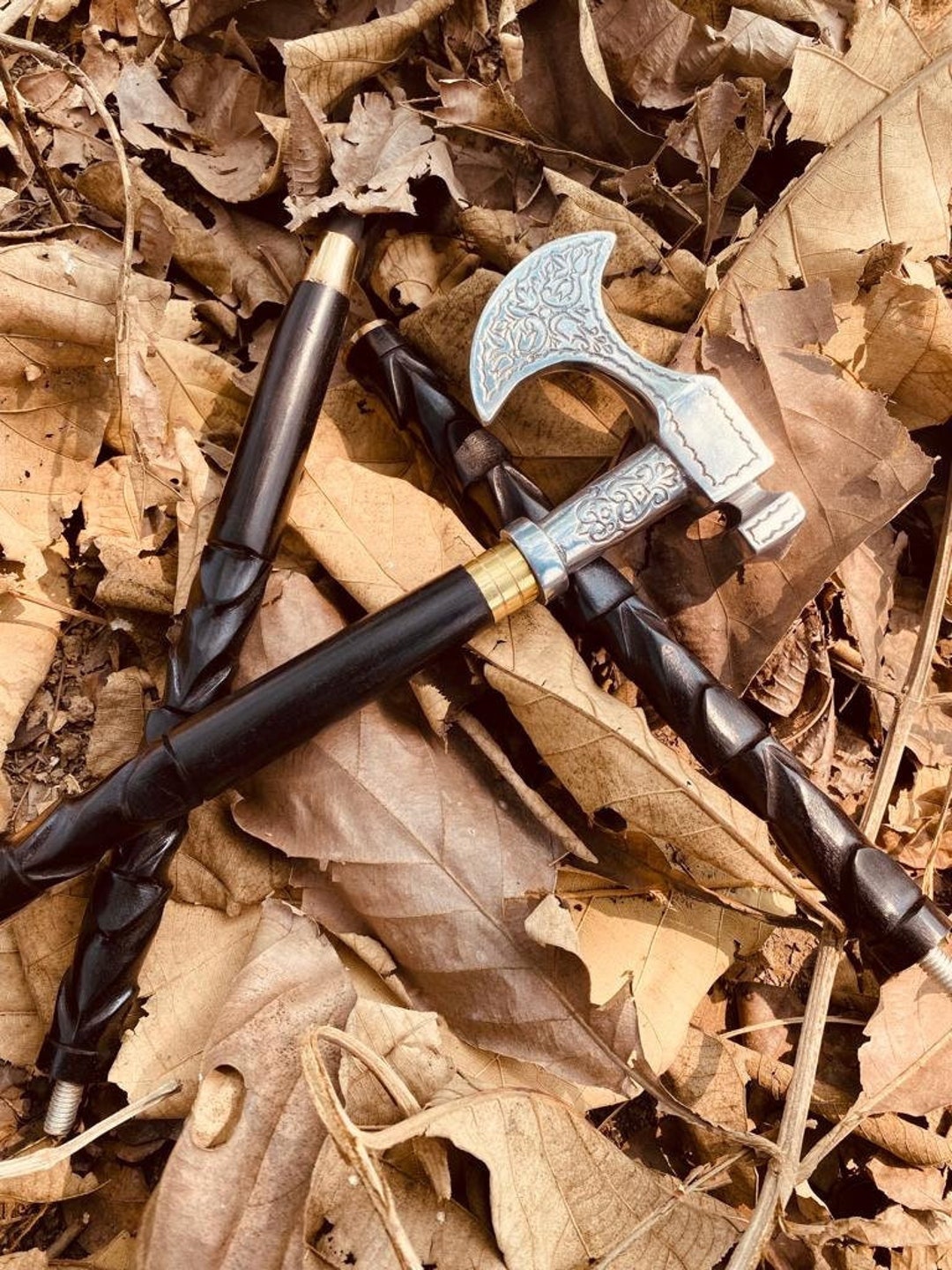 Vintage Axe Walking Stick Cane, Antique Walking Cane, Walking Stick for