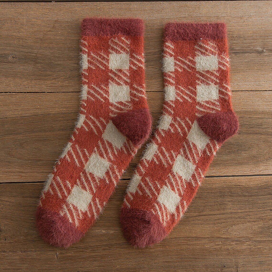 Cute Lattice Velvet Plush Socks One Size High Quality Women Etsy