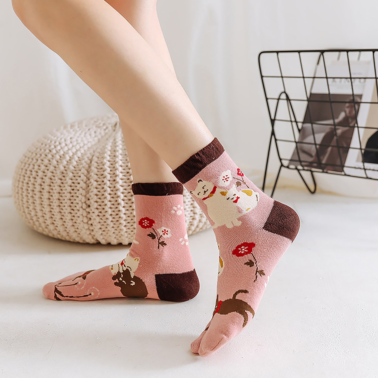 Japanese Style Women's Split-toe Cotton Socks Cute Animal - Etsy