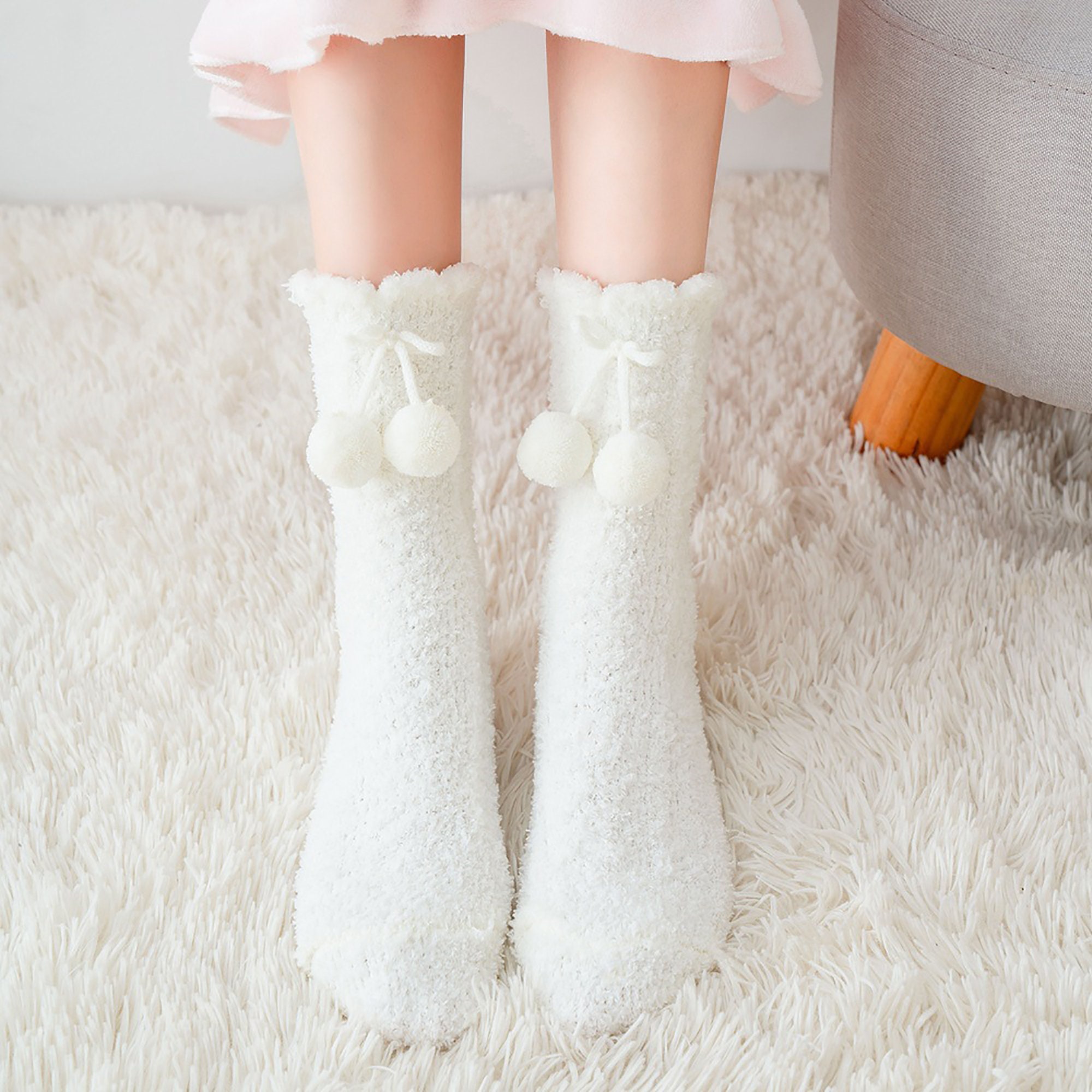 Cute Furball Fuzzy Warm Slipper Socks Women Super Soft Etsy