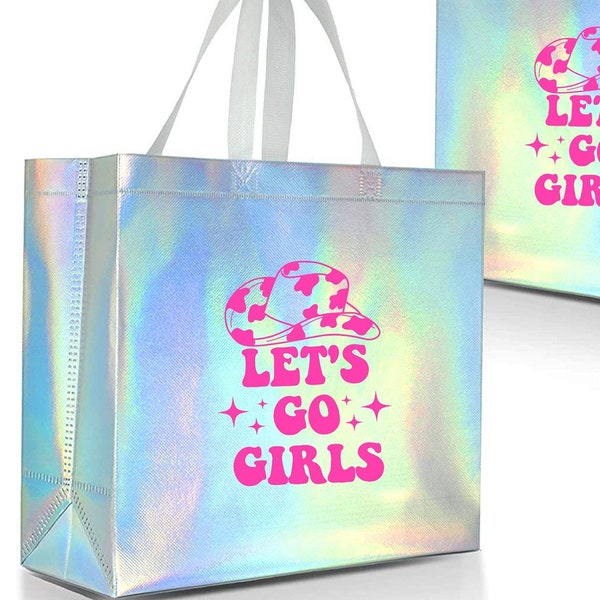 Disco Cowgirl Let's Go Girls Holographic Gift Bag Welcome Gift Tote Bags Bachelorette Party Bags Gift Bags Bridesmaid Bag Gift Bag - LGG
