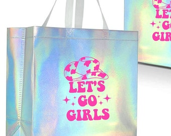 Disco Cowgirl Let's Go Girls Holographic Gift Bag Welcome Gift Tote Bags Bachelorette Party Bags Gift Bags Bridesmaid Bag Gift Bag - LGG