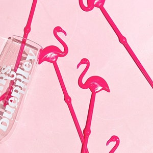 Pack of 6 | Pink Flamingo Stirrer Sticks Last Flamingle Tropical Party Theme Island Last Splash Bachelorette Party Decor Stir Sticks