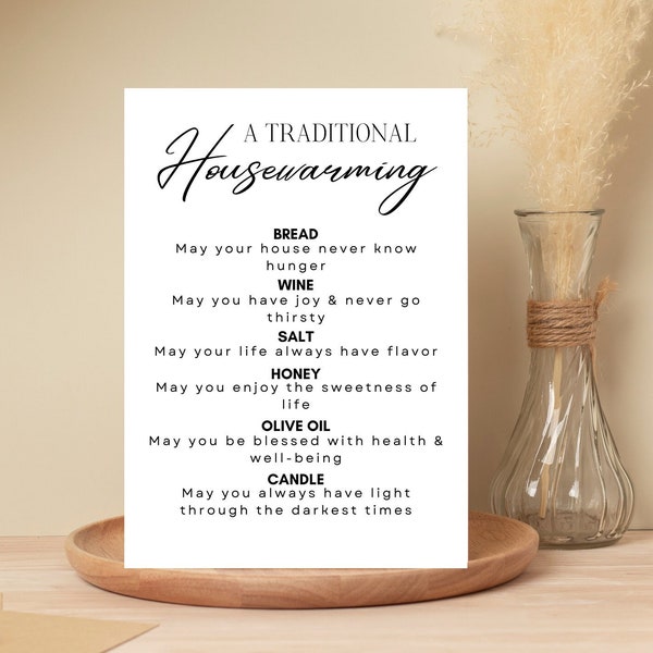 Housewarming Gift New Home Blessing Card for Gift Basket | Physical Card Traditional House Blessing for New Homeowner Welcome Gift Basket
