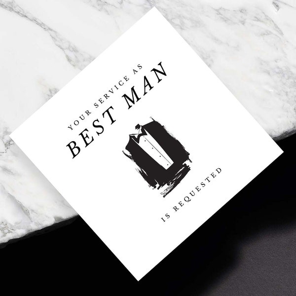 4x4” Suit Up Best Man Proposal Card - Will You Be My Groomsman - Bridal Party Proposal Card - Will You Be My Groomsman Card