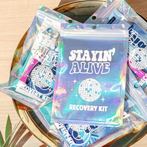 Hangover Kits Stayin' Alive Hangover Recovery Kit Bachelorette Party Favor Bachelorette Party Girls Oh Shit Kit Over Night Bags image 1