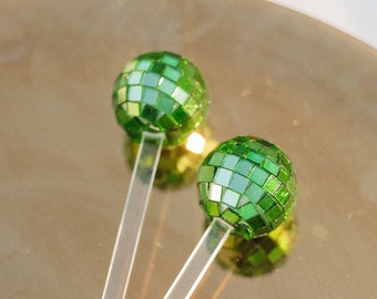 Green Disco Ball Stir Stick 1pc | Stirrer Sticks | Green Mirror Green Stir Sticks | Bachelorette Party Retro Party Groovy Party Decorations