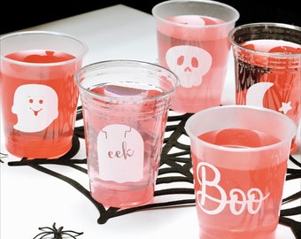Cute Pink Halloween Personalized Party Cup Pink Halloween Theme - Halloween Decor Cup w/ Customized Pink Cute Halloween Theme - One Cup