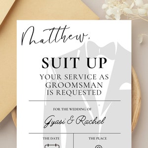 Personalized Suit Up Groomsmen Proposal Card Flat Informational Best Man Proposal Cards w/ Envelope Will You Be My Groomsman Proposal Card