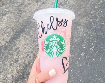 LV Starbucks Cold Cup with Personalised Name — Chelsey Style