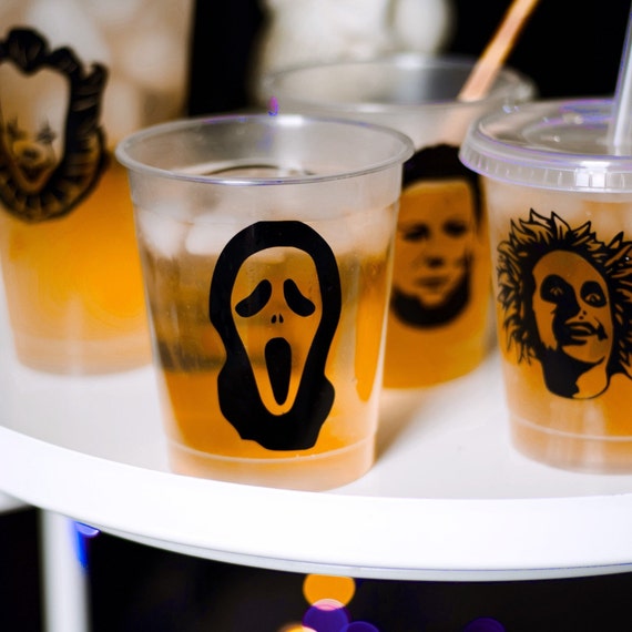 Spooky Halloween Party Cups Horror Movie Halloween Party -   Halloween  party cups, Spooky halloween party, Birthday halloween party