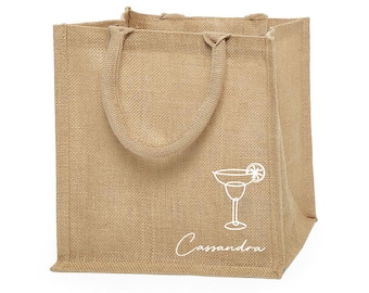 Minimalist Mexico Tropical Margarita Bridesmaid Tote Bags, Beach Bag Personalized Burlap Bags, Beach Bride Tote Bag with Name, Wedding Bags