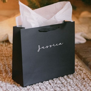 Black Elegant Kraft Gift Bag Welcome Gift Tote Bags Bachelorette Party Bag Personalized Girl Bags Gift Bags Bag Gift Bag with Name