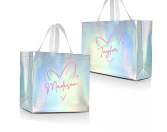 Birthday Era Bridal Era Holographic Gift Bag Tote Bag Welcome Bachelorette Party Bag Personalized Girl Bags Gift Bag with Name (GB201)