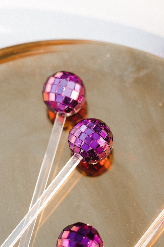 Purple Disco Ball Stir Stick 1pc Stirrer Sticks Purple Etsy