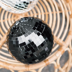 Black Mirror Disco Ball for Retro Disco Groovy Party Decor | Last Disco Bachelorette Party Decorations | Black Mirror Disco Ball Table Decor