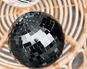 Black Mirror Disco Ball for Retro Disco Groovy Party Decor | Last Disco Bachelorette Party Decorations | Black Mirror Disco Ball Table Decor