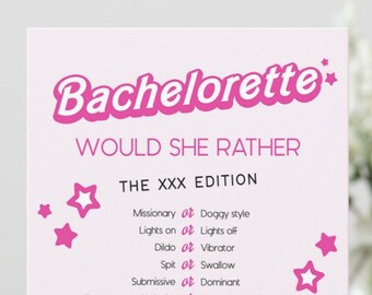 Barbie Theme Bachelorette Party Games - Would She Rather Naughty Bridal Shower Game Printable - Bachelorette Digital Download